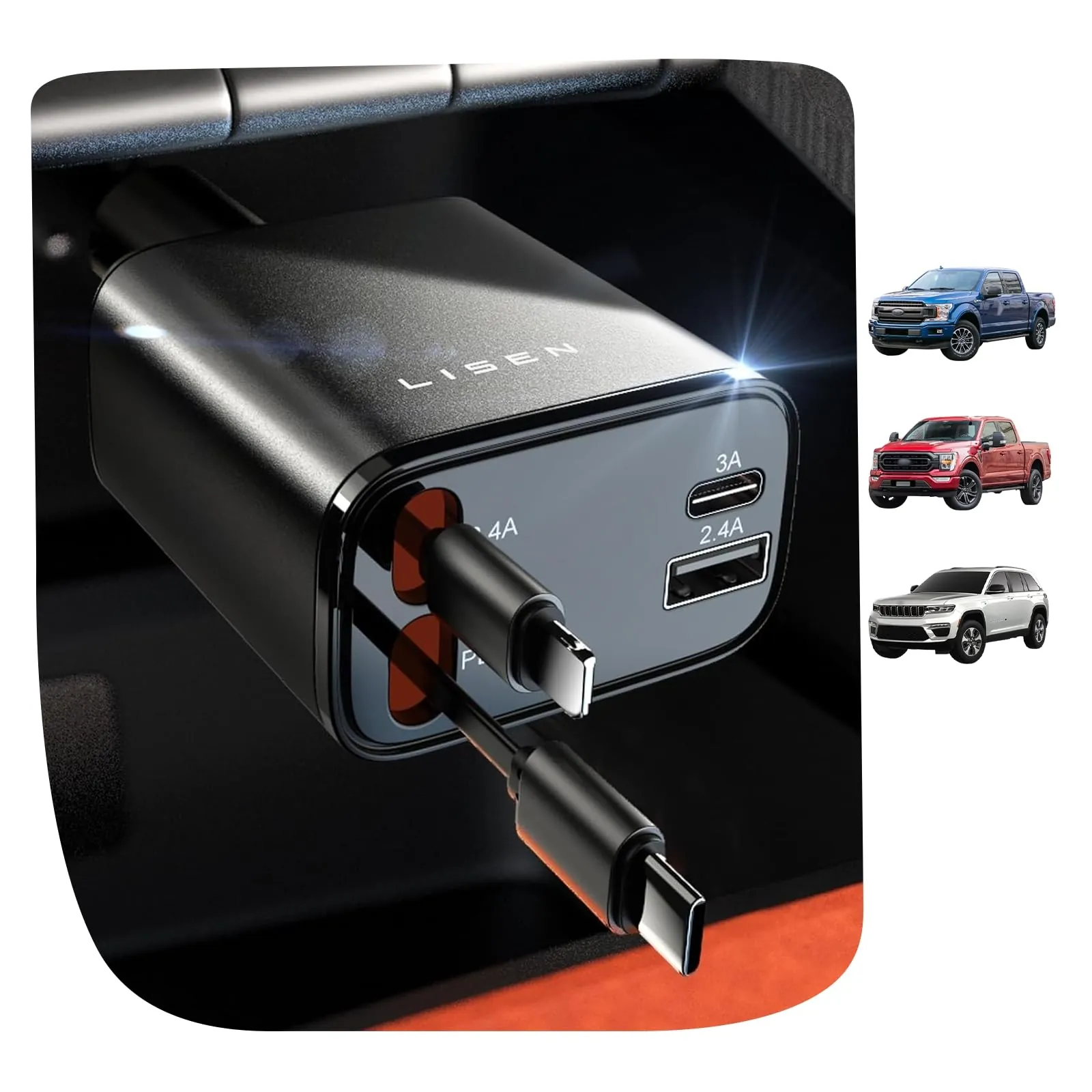 LISEN Retractable Car Charger 4 in 1 Review image 8